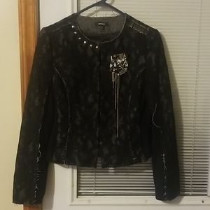 Express Embellished Lace Accented Jacket